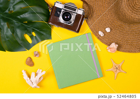 Summer background. Flat lay, top view Summer background. Flat lay, top view 52464805