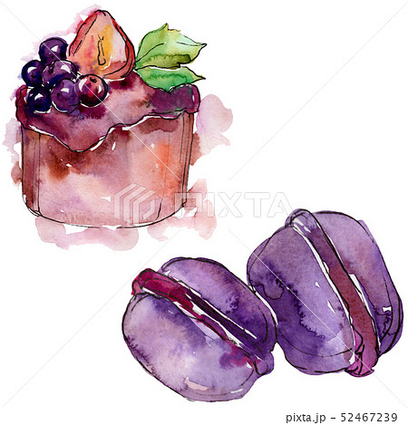 Tasty sweet desserts in a watercolor style. Background illustration set. Watercolour drawing fashion 52467239