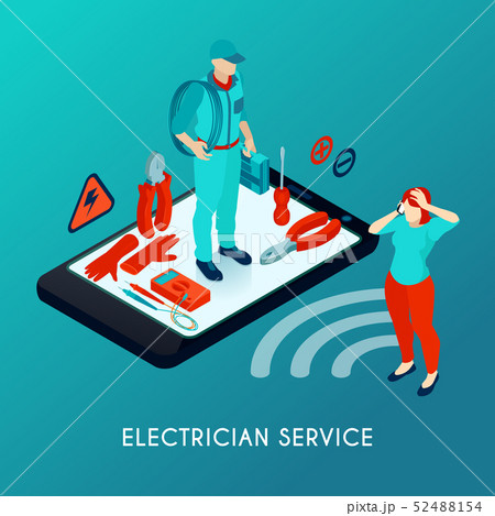 Electrician Service Isometric Composition  52488154
