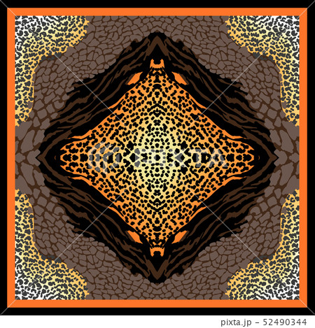 Silk scarf with abstract animal print. Silk scarf with abstract animal print. 52490344