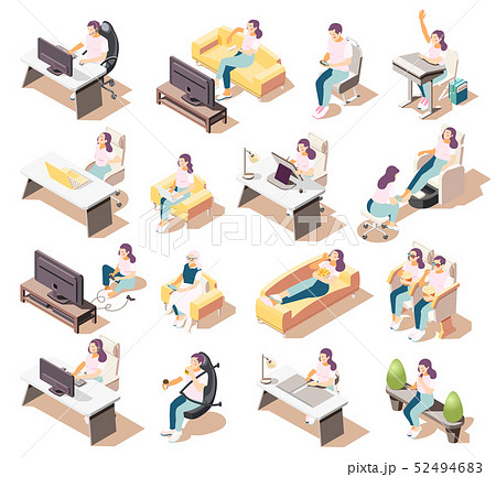 Sedentary Lifestyle Icon Set 52494683