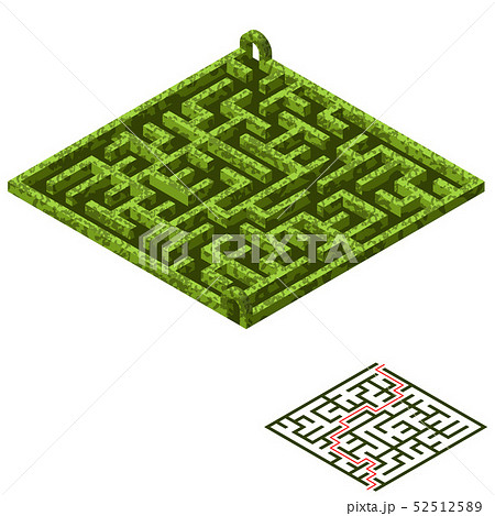 Maze game asset. Isometric garden maze  52512589