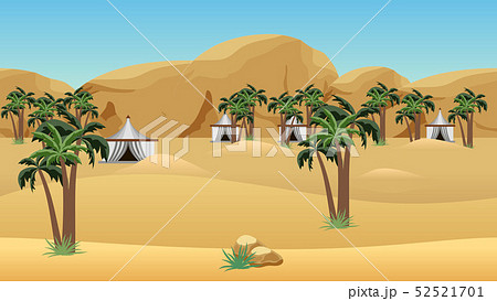 Bedouin camp in desert. Landscape for game Bedouin camp in desert. Landscape for game 52521701