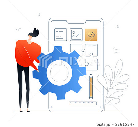 Mobile app development - flat design style colorful illustration Mobile app development - flat design style colorful illustration 52615547