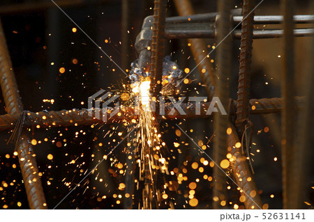 Welder worker perform cutting steel with acetylene Welder worker perform cutting steel with acetylene 52631141