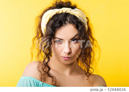 wary unhappy suspicious mistrustful emotional girl 52688026