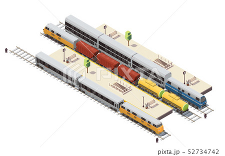 Train Railway Isometric Composition  52734742