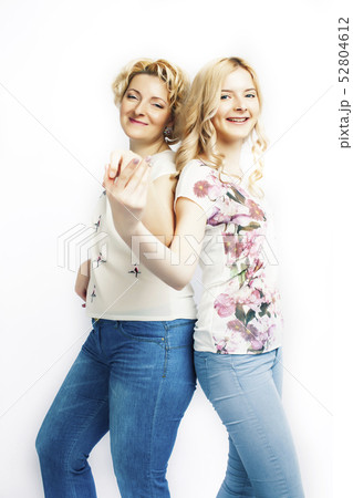 mother with daughter together posing happy smiling isolated on white background, lifestyle people mother with daughter together posing happy smiling isolated on white background, lifestyle people 52804612