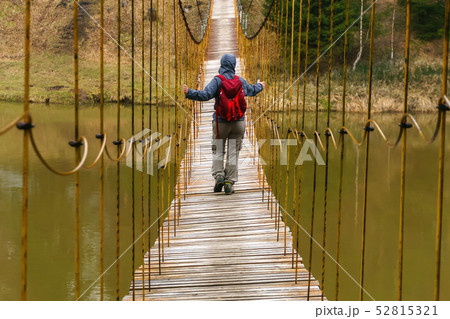 the way over the hanging bridge over the spring the way over the hanging bridge over the spring 52815321