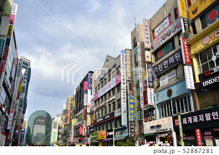 韓国の街並みの写真素材