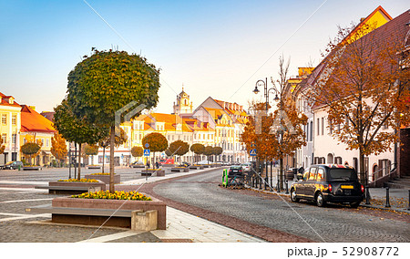 Town Hall Square in Old Town at morning of Vilnius, Lithuania 52908772