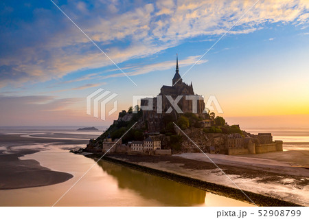 Mont Saint-Michel view in the sunset light. Normandy, France Mont Saint-Michel view in the sunset light. Normandy, France 52908799
