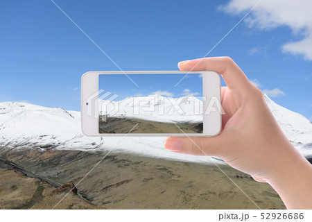 Hand photographed beautiful top of snow peak  52926686