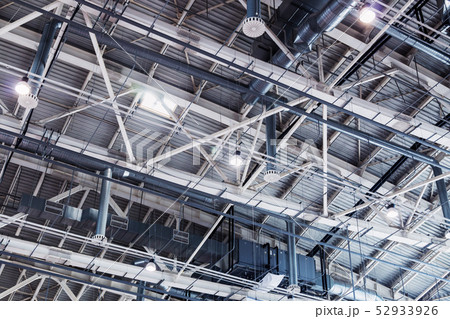 metal roof of the building with a complex system of ventilation metal roof of the building with a complex system of ventilation 52933926