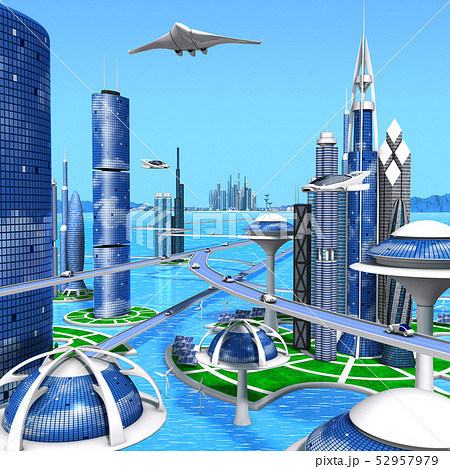 海洋未来都市青空のイラスト素材