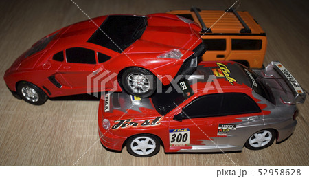 traffic accident with toy cars on desk 52958628