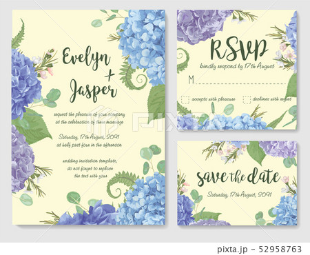 Set of vector wedding invitation, greeting card, Set of vector wedding invitation, greeting card, 52958763
