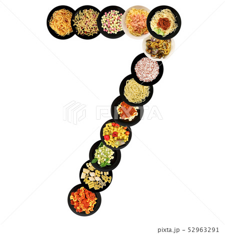 7 alphabet italian pasta in white background 52963291