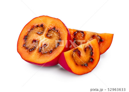 Fresh tamarillo half fruit isolated on white background Fresh tamarillo half fruit isolated on white background 52963633