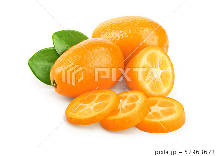 Cumquat or kumquat with slies isolated on white background Cumquat or kumquat with slies isolated on white background 52963671