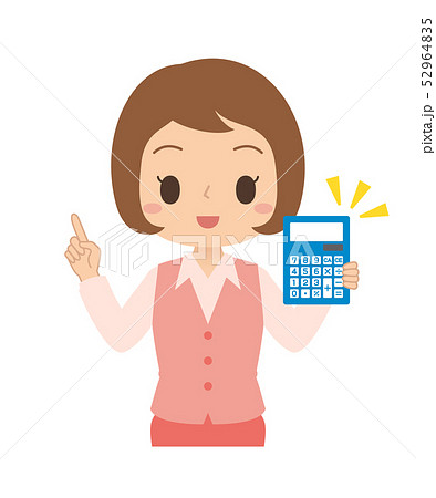 人物　女性　ビジネスウーマン　指差しポーズ　電卓 52964835