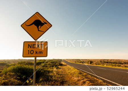 kangaroo crossing road sign 52965244