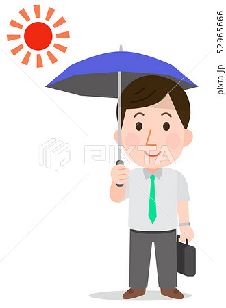 日傘をさす男性会社員 線なしイラスト 日傘をさす男性会社員 線なしイラスト 52965666