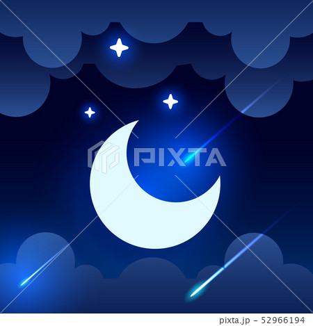 : Mystical Night sky background with half moon,