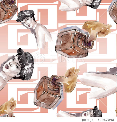 Fashionable sketch glamour illustration in a watercolor style isolated element. Seamless background Fashionable sketch glamour illustration in a watercolor style isolated element. Seamless background 52967098