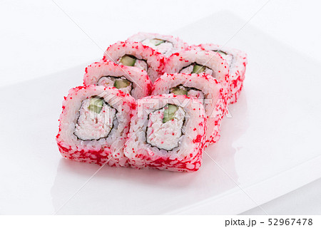 Japanese food restaurant, sushi maki gunkan roll plate or platter set. Sushi set and composition Japanese food restaurant, sushi maki gunkan roll plate or platter set. Sushi set and composition 52967478