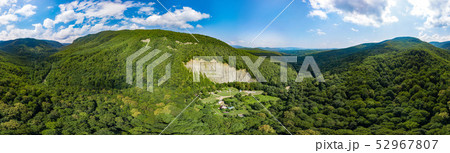 Idyllic panoramic landscape nature view of Caucasus mountains and Black Sea Idyllic panoramic landscape nature view of Caucasus mountains and Black Sea 52967807