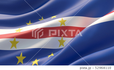 Waved highly detailed close-up flag of Cape Verde. 3D illustration. 52968110