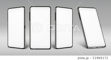 Realistic smartphone mockup. Cellphone frame with blank display isolated templates, phone different 52969172