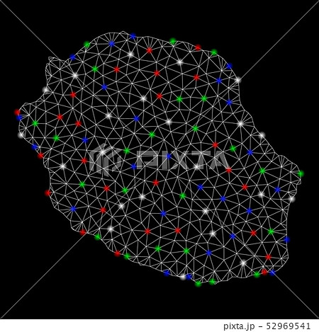 Bright Mesh Network Reunion Island Map with Flash Spots 52969541