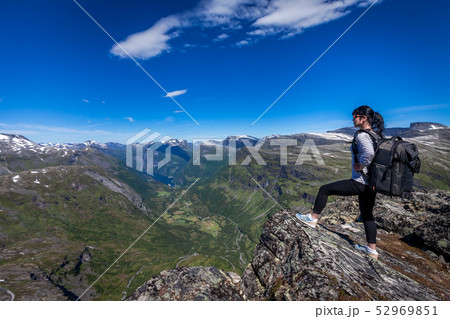 Geiranger Fjord Beautiful Nature Norway. 52969851