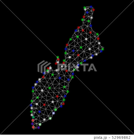 Bright Mesh Carcass Masirah Island Map with Flare Spots Bright Mesh Carcass Masirah Island Map with Flare Spots 52969862