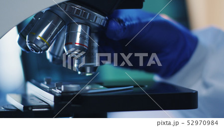 Bacteria sample examined with microscope Bacteria sample examined with microscope 52970984