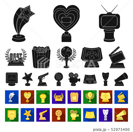 Film awards and prizes black,flat icons in set collection for design. The World Film Academy vector Film awards and prizes black,flat icons in set collection for design. The World Film Academy vector 52973400