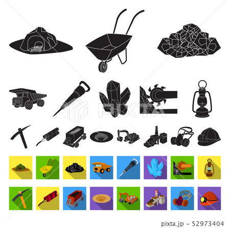 Mining industry black,flat icons in set collection for design. Equipment and tools vector symbol 52973404