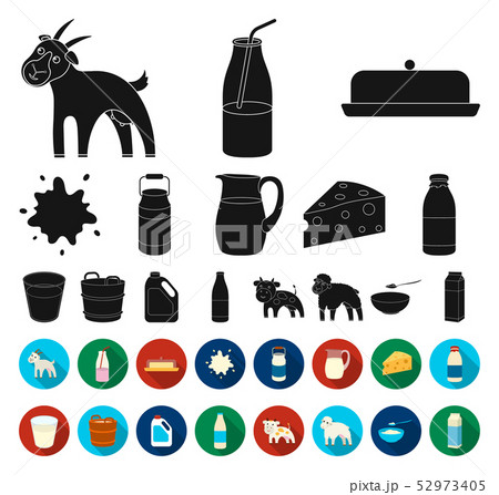 Milk product black,flat icons in set collection for design.Milk and food vector symbol stock web 52973405