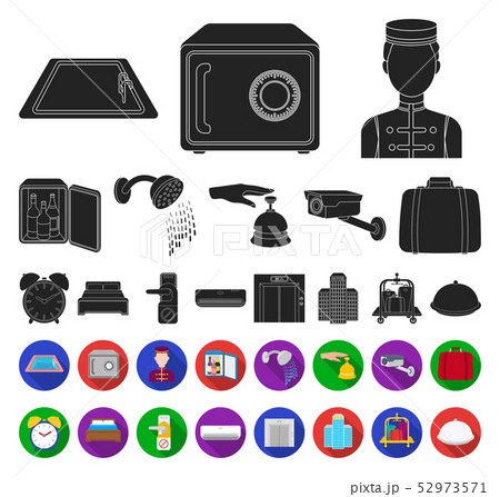 Hotel and equipment black,flat icons in set collection for design. Hotel and comfort vector symbol 52973571