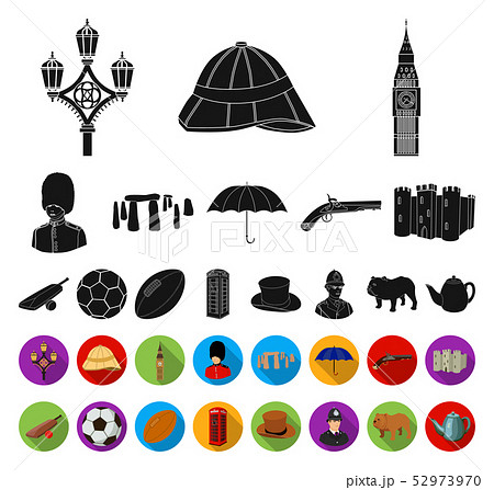 England country black,flat icons in set collection for design.Travel and attractions vector symbol England country black,flat icons in set collection for design.Travel and attractions vector symbol 52973970