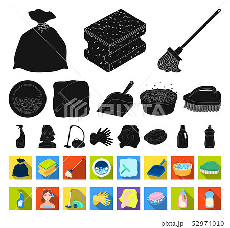 Cleaning and maid black,flat icons in set collection for design. Equipment for cleaning vector Cleaning and maid black,flat icons in set collection for design. Equipment for cleaning vector 52974010