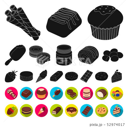 Chocolate Dessert black,flat icons in set collection for design. Chocolate and Sweets vector symbol 52974017