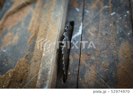 Close up vintage table saw Close up vintage table saw 52974970