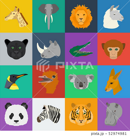 Wild animal cartoon icons in set collection for design. Mammal and bird vector symbol stock web 52974981
