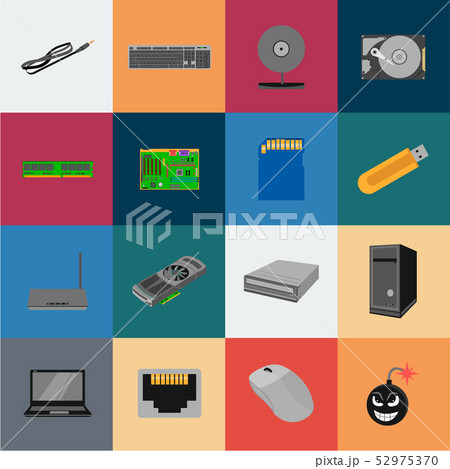 Personal computer cartoon icons in set collection for design. Equipment and accessories vector 52975370