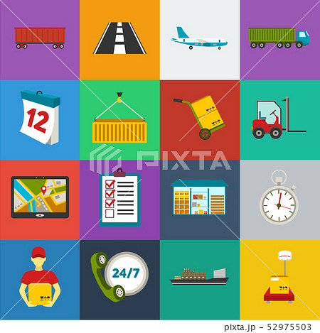Logistics service cartoon icons in set collection for design. Logistics and equipment vector symbol 52975503