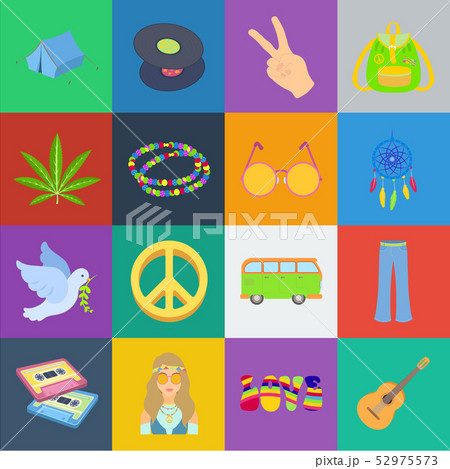 Happy and attribute cartoon icons in set collection for design. Happy and accessories vector symbol 52975573
