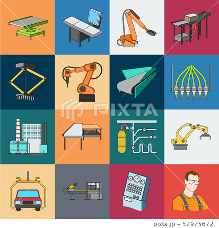 Equipment and machine cartoon icons in set collection for design.Technical progress of the factory 52975672